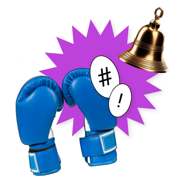 Gants de boxe bleu avec un cloche